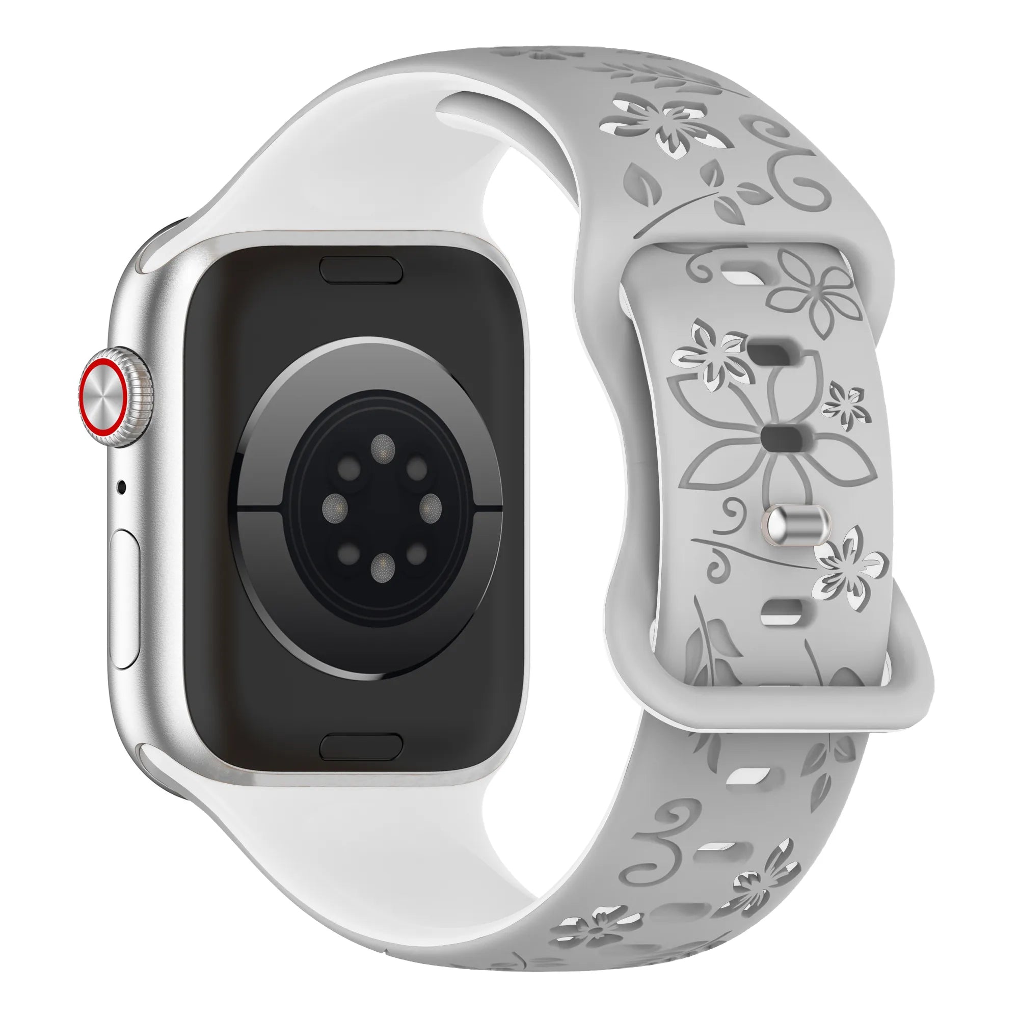 Correa silicona con flores Apple Watch (gris/blanco)
