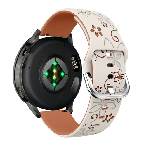 Bandz Correa silicona 'Flores' Garmin Venu 4 - 41mm (blanco estrella/marrón)