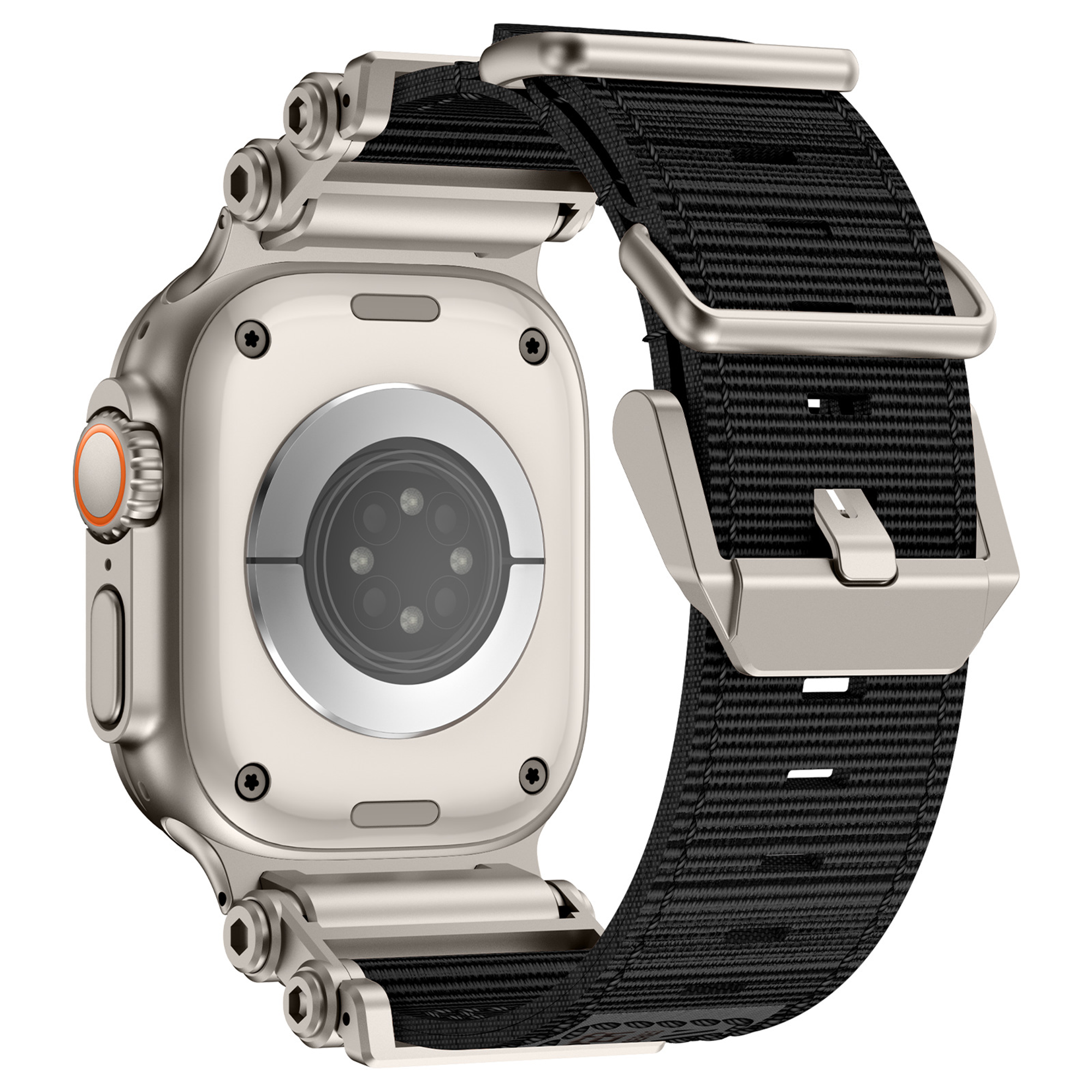 Bandz Correa nylon 'Explorer' Apple Watch Ultra (negro con titanio)