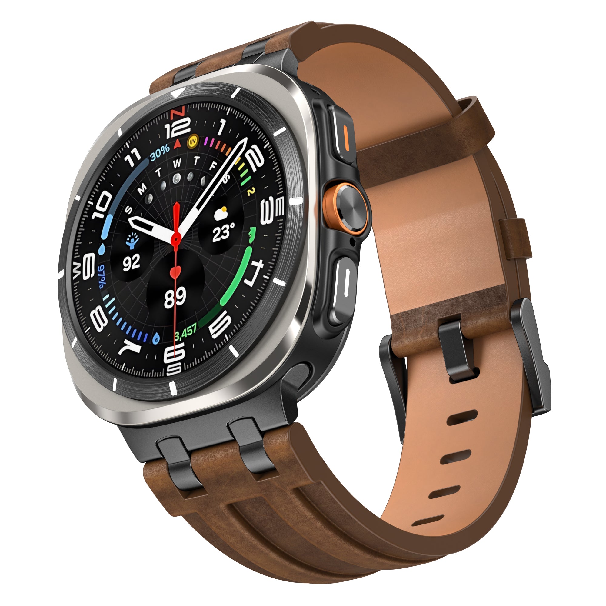 Samsung Galaxy Watch Ultra Solid Leather Strap (Dark Brown)