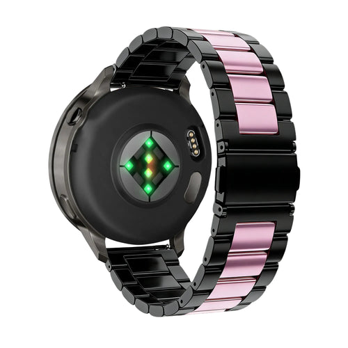 Bandz Garmin Forerunner 265s Steel Strap 'Classic' (Black/Pink)