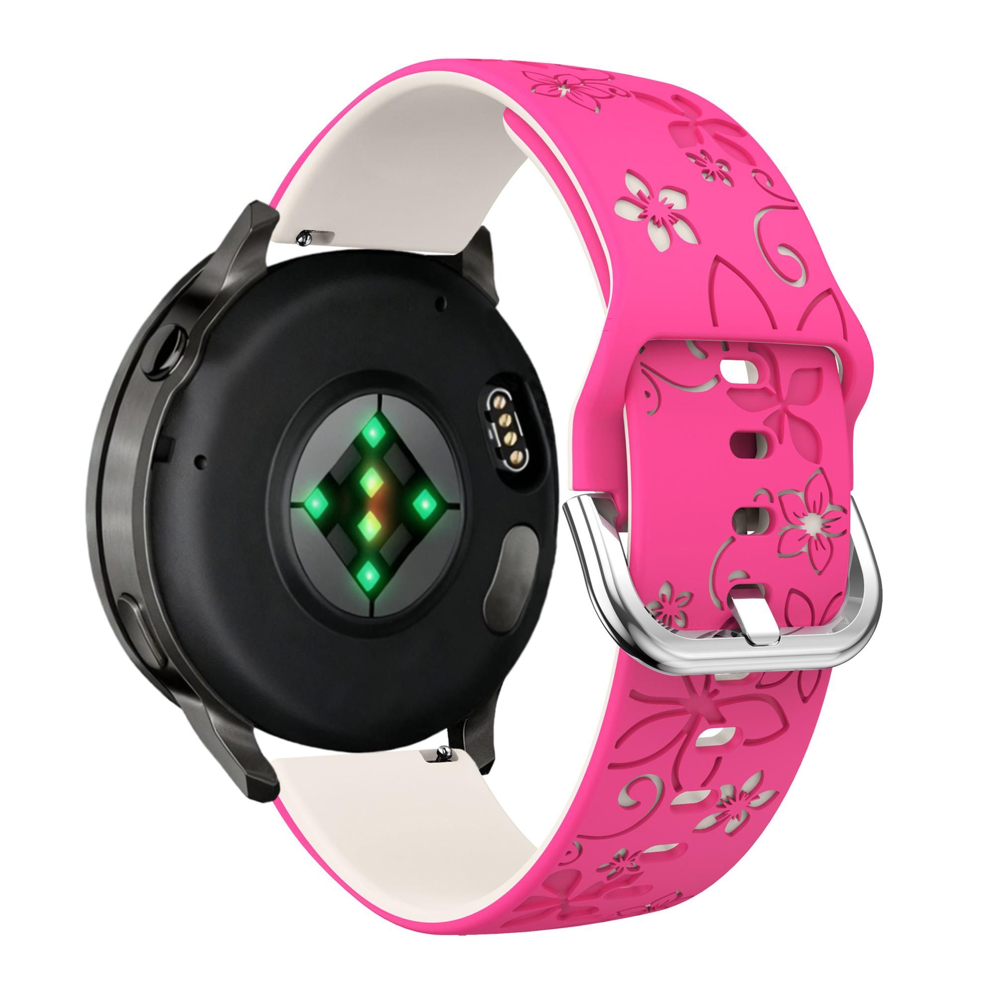 Bandz Garmin Approach S42 Silicone Strap 'Flowers' (Bright Pink/Starlight)