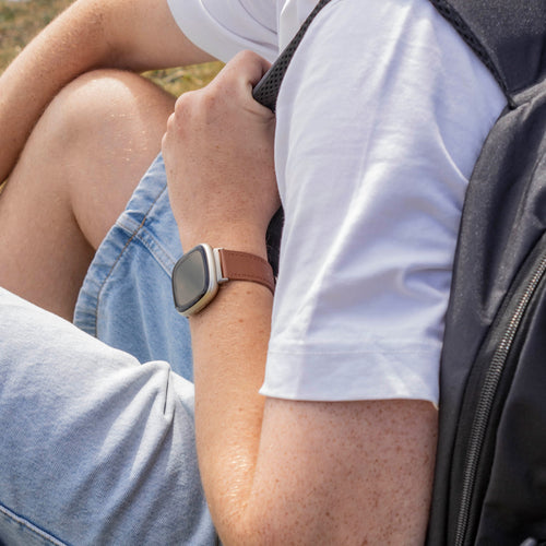 Fitbit Sense Leather Strap (Smooth Brown)