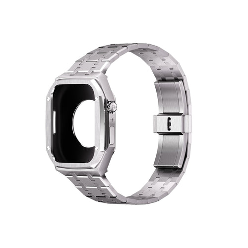 Reqior Funda con correa de acero Apple Watch 45mm (plateado)