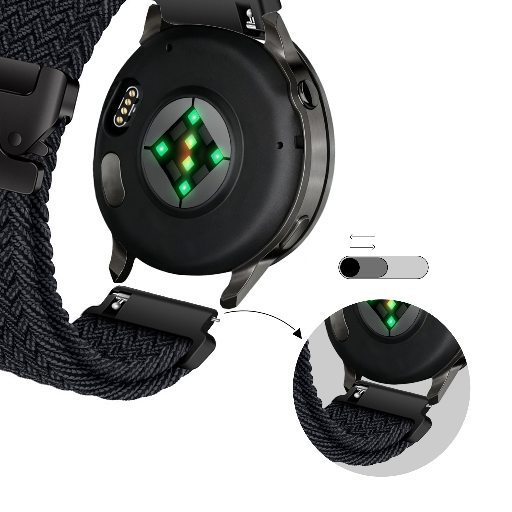 Bandz Correa trenzada 'Parachute' Garmin Vivoactive 4 (grafito)