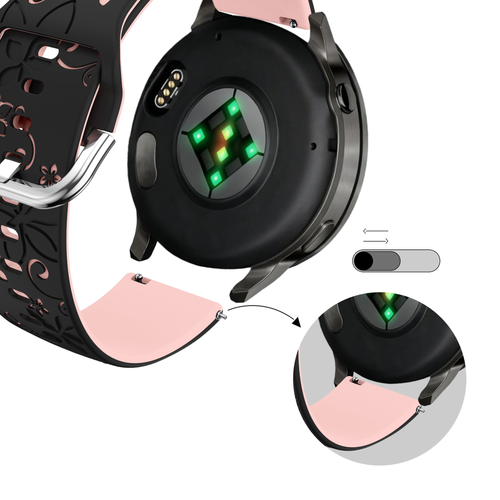 Bandz Correa silicona 'Flores' Garmin Vivoactive 3 (negro/rosa claro)
