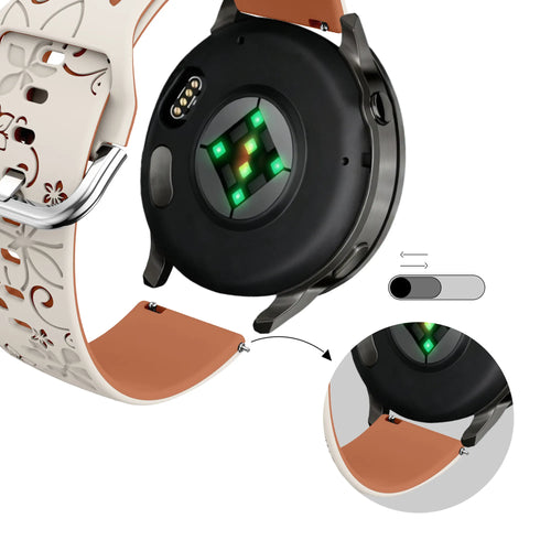 Bandz Garmin Forerunner 265s Silicone Strap 'Flowers' (Starlight/Brown)
