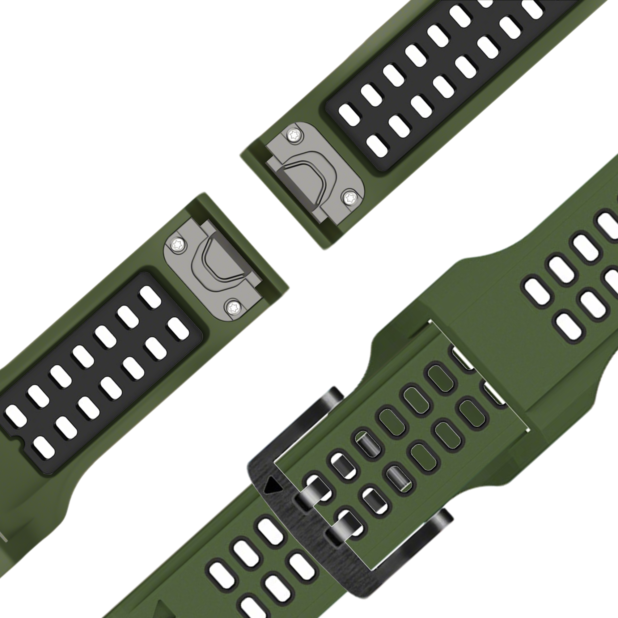 Bandz Garmin Enduro 1 / 2 / 3 Buckled Sport Strap (Green/Black)