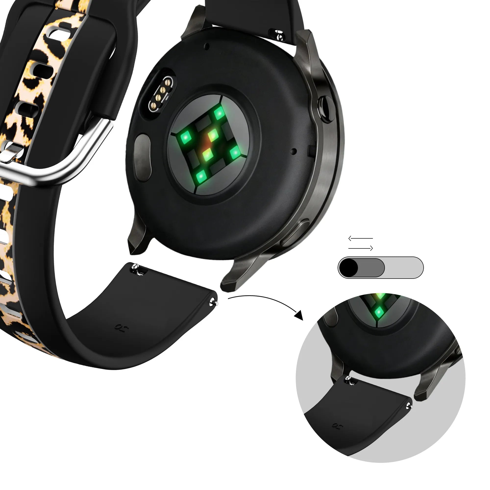 Bandz Correa leopardo 'Doble' Garmin Forerunner 170 (negro)