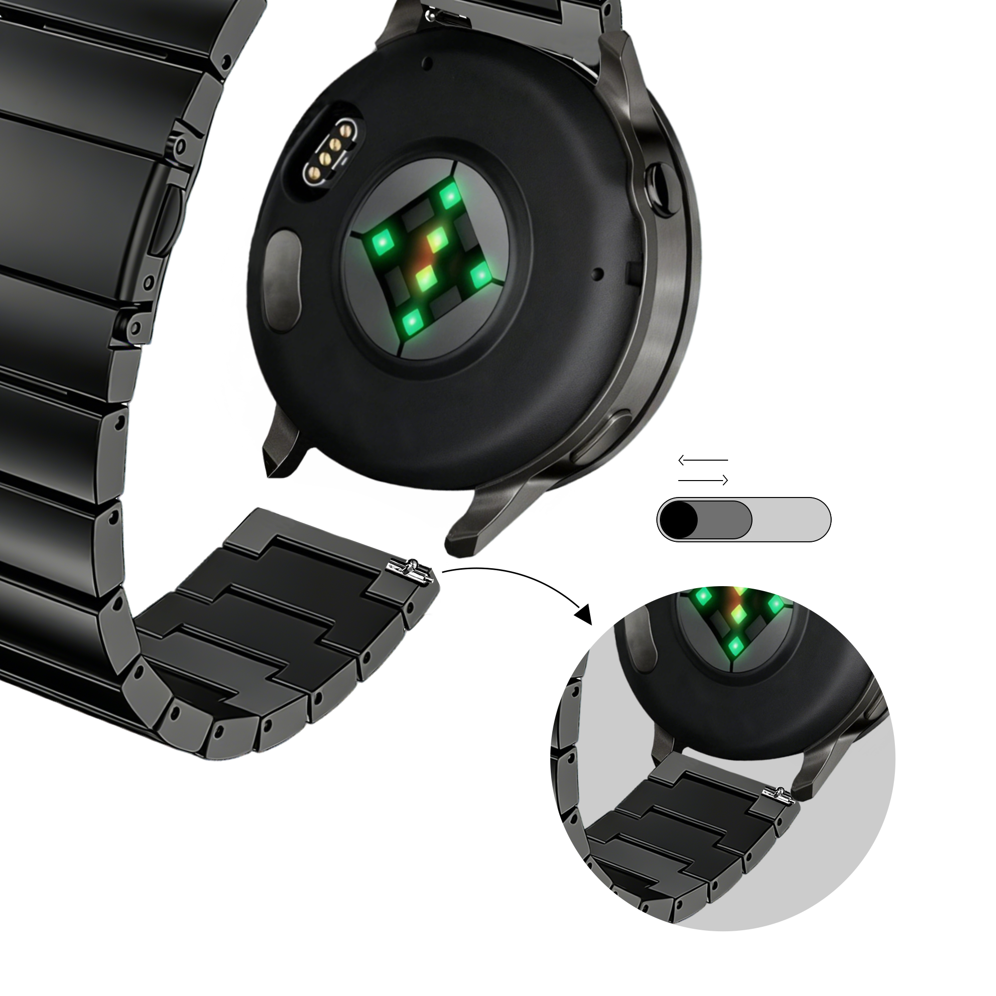 Bandz Correa acero 'One Bead' Garmin Venu SQ 2 (negro)