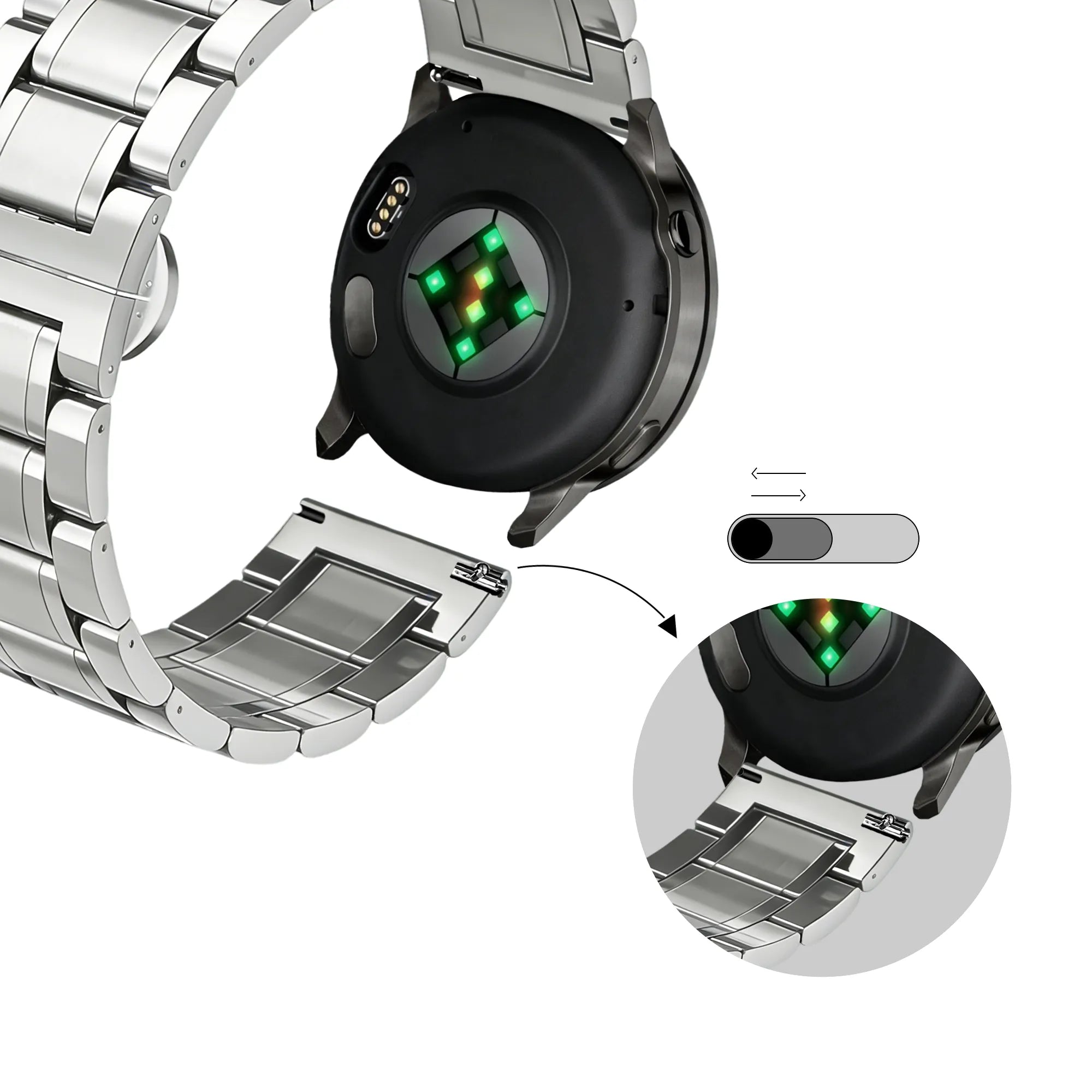 Bandz Correa acero con eslabones 'Deluxe' Garmin Forerunner 170 (plata)