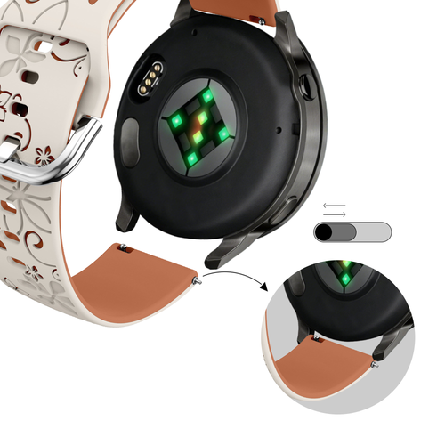 Bandz Garmin Vivomove Sport Silicone Strap 'Flowers' (Starlight/Brown)