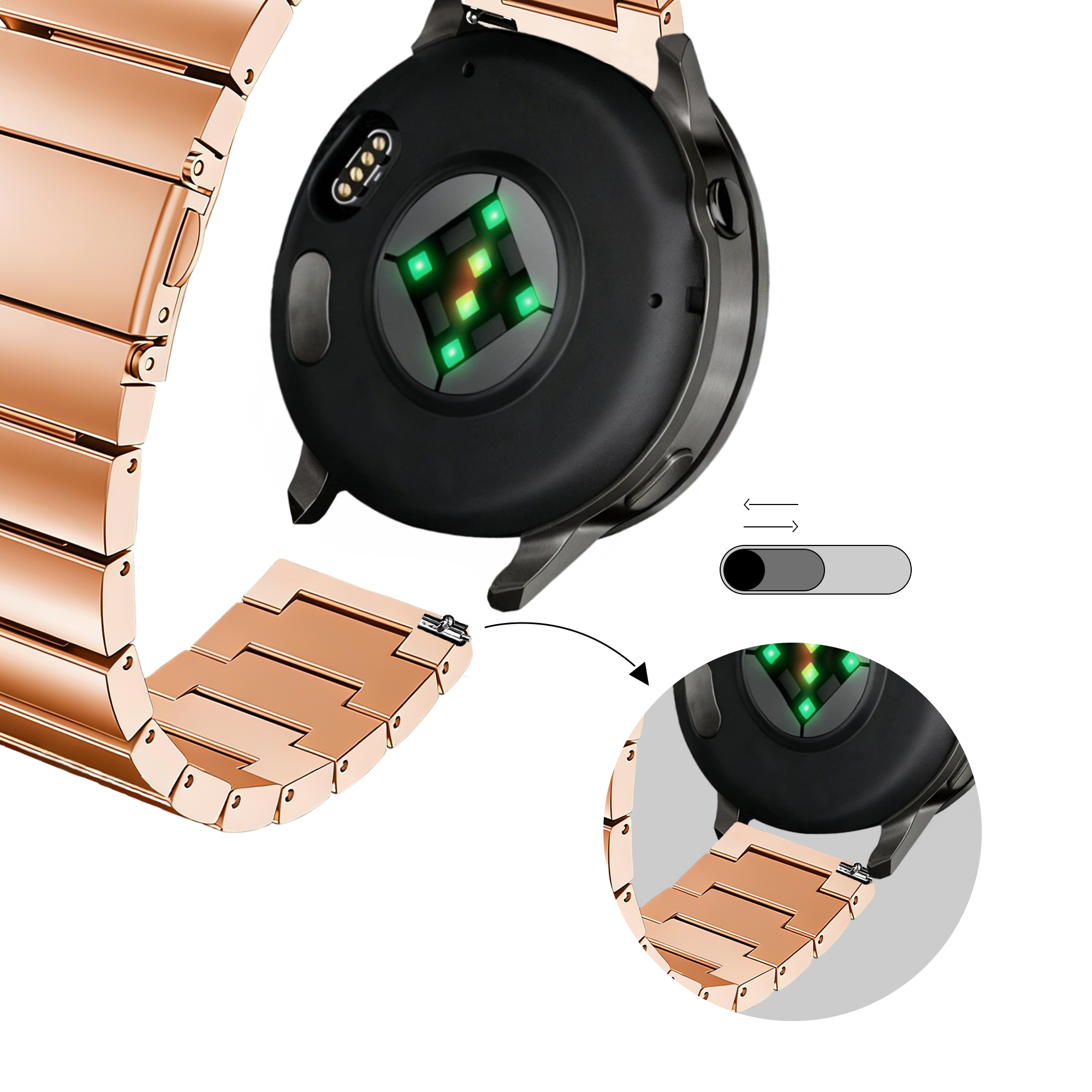 Bandz Garmin Venu SQ 2 Steel Strap 'One Bead' (Rose Gold)