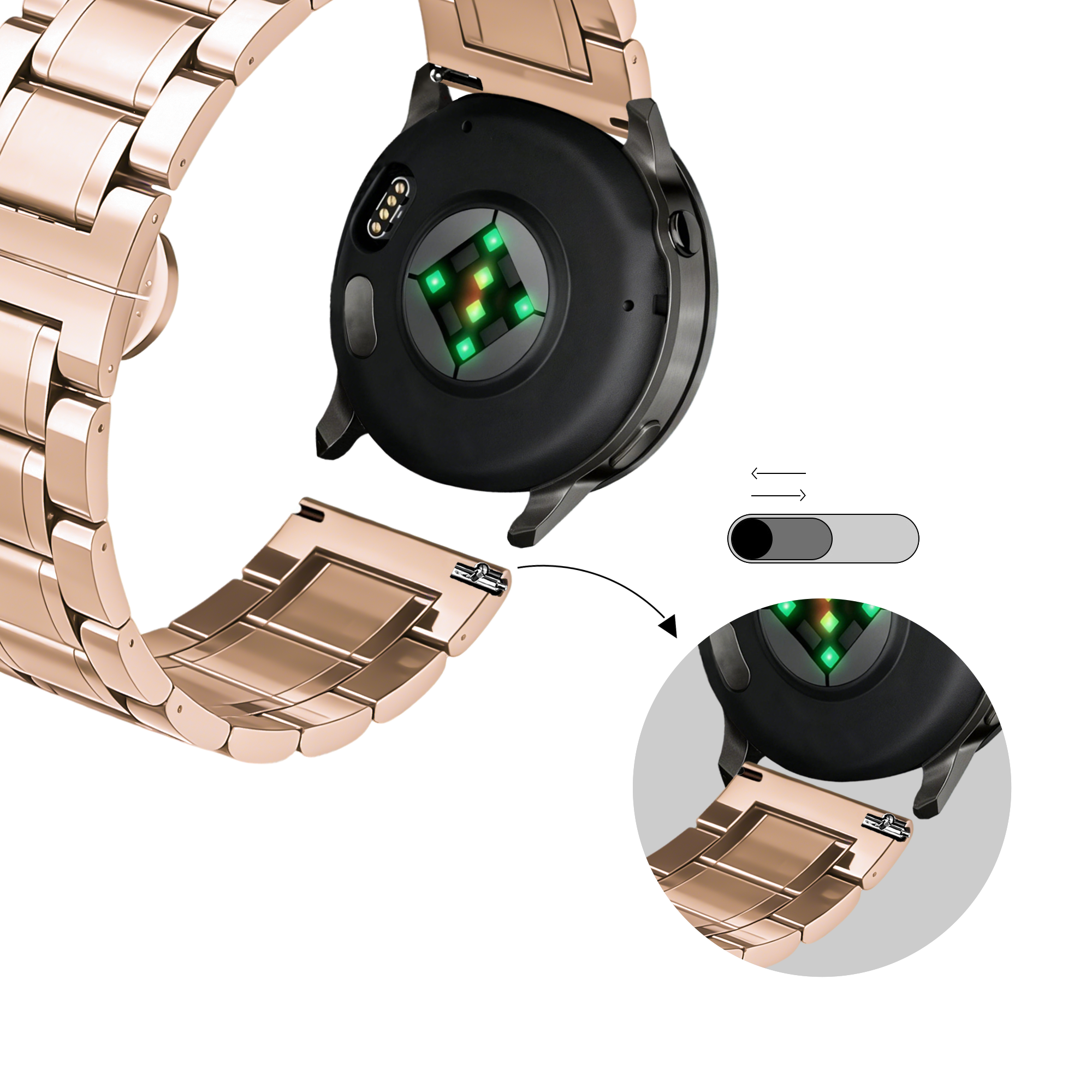 Bandz Correa acero con eslabones 'Deluxe' Garmin Bounce 2 (oro rosado)