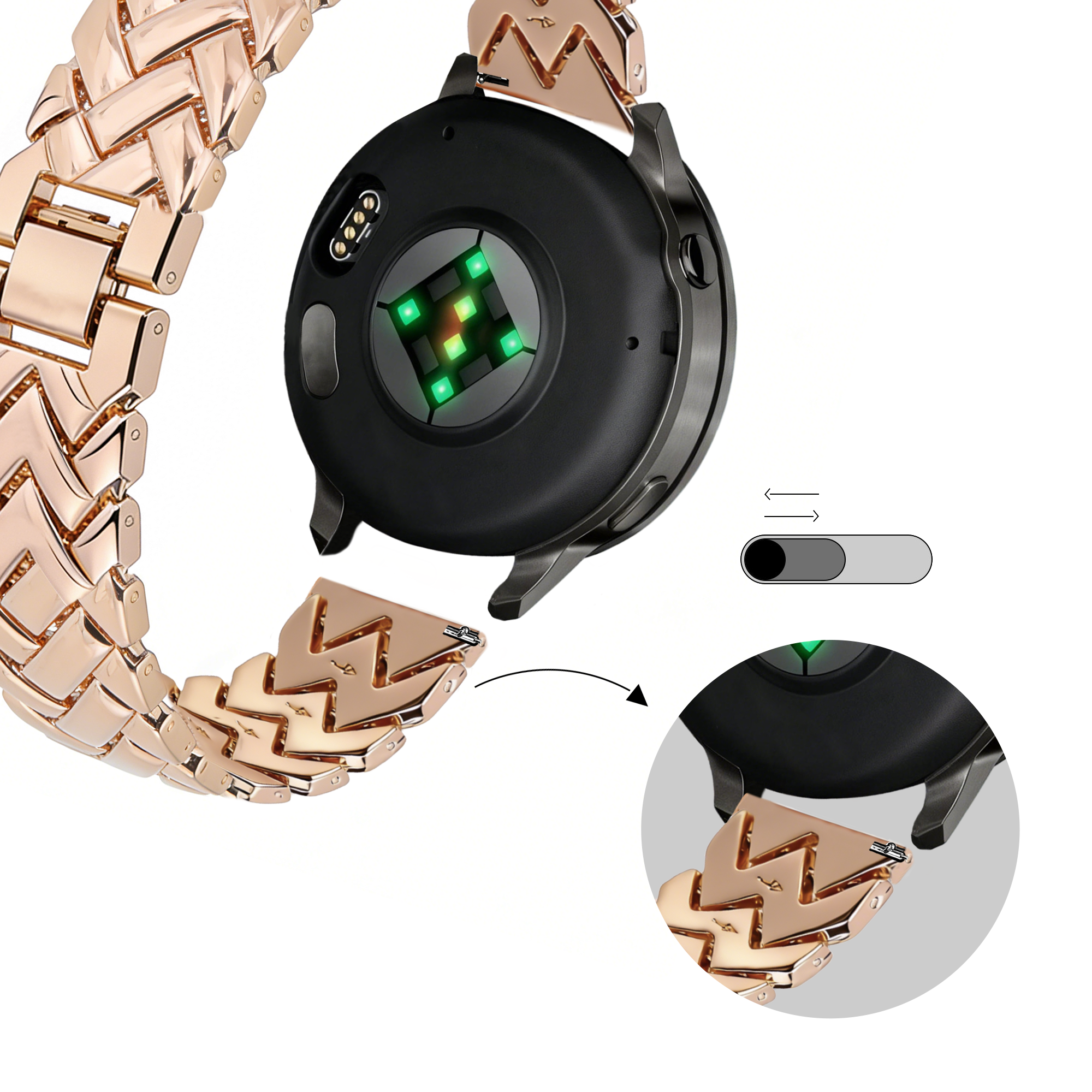 Bandz Garmin Vivoactive 4s Metal Strap 'V-Type' (Rose Gold)