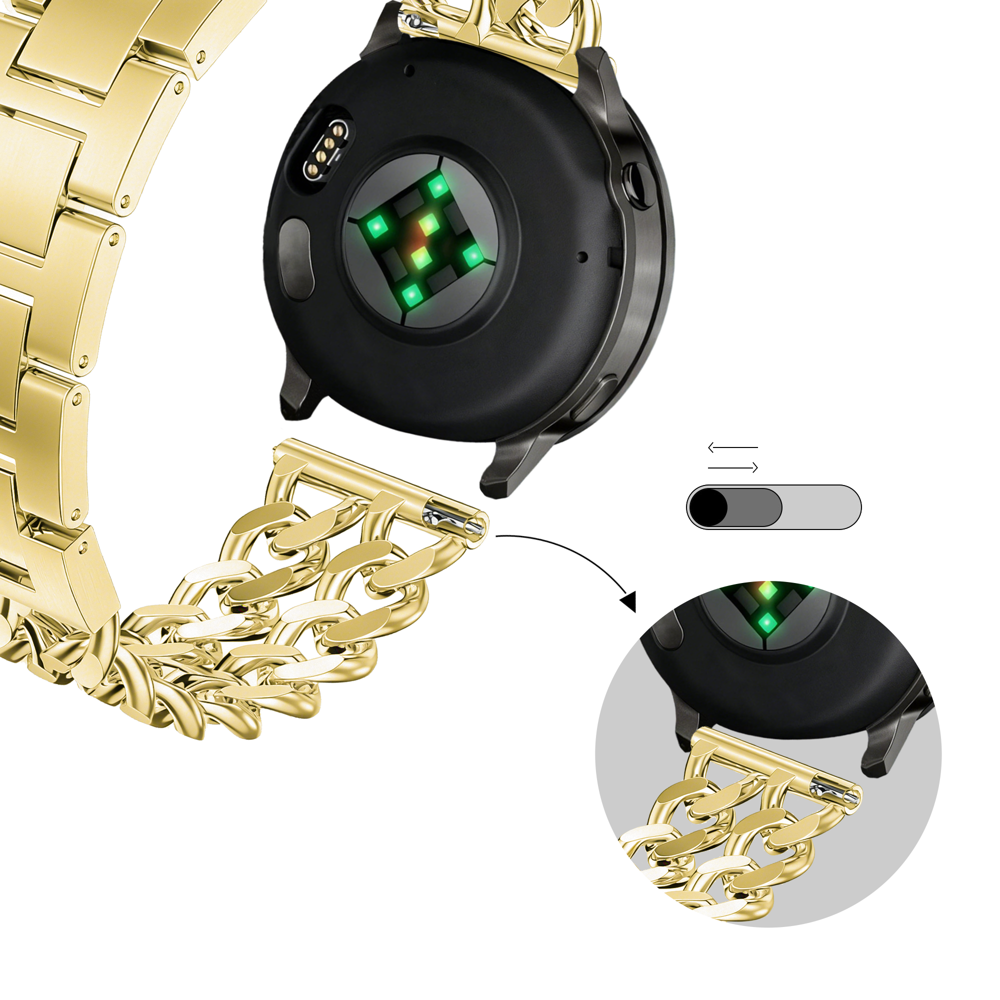 Bandz ICE Fit RT 3.0 - 36mm Metal Strap 'Double Chains' (Gold)