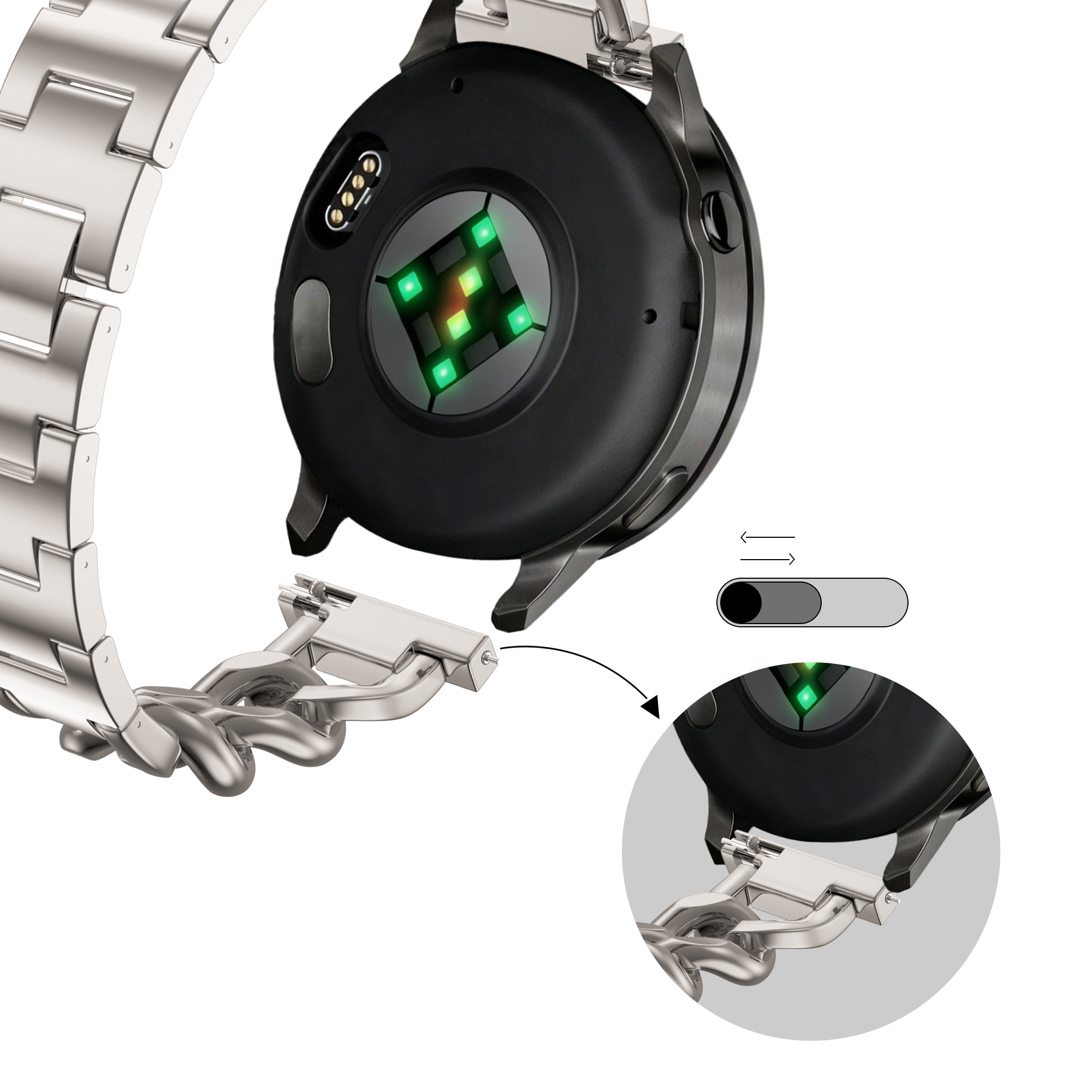 Bandz Correa métalicas 'Chains' Garmin Forerunner 570 - 42mm (blanco estrella)