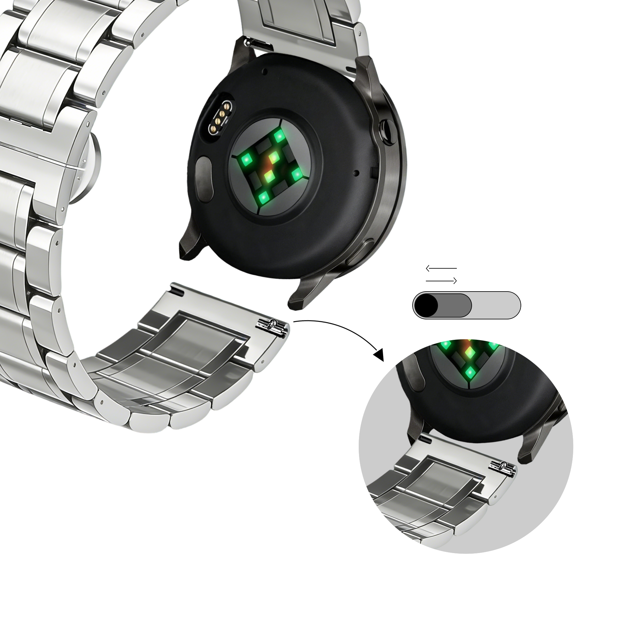 Bandz Correa acero con eslabones 'Deluxe' Garmin Venu 2s (plateado)