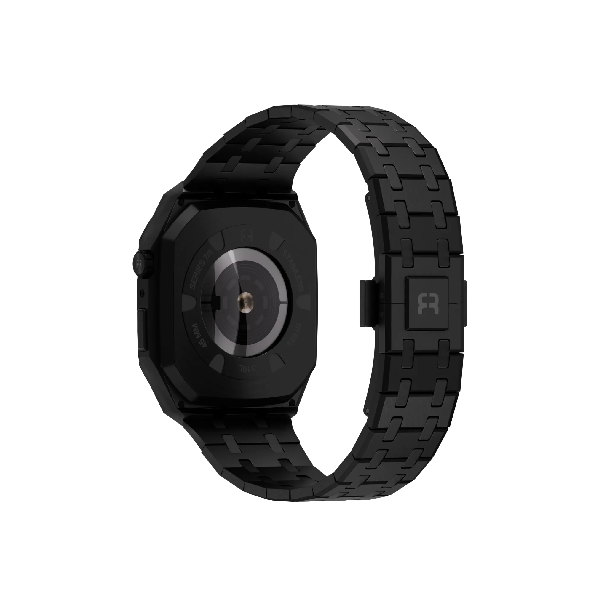 Reqior Funda con correa de acero Apple Watch 45mm (negro)
