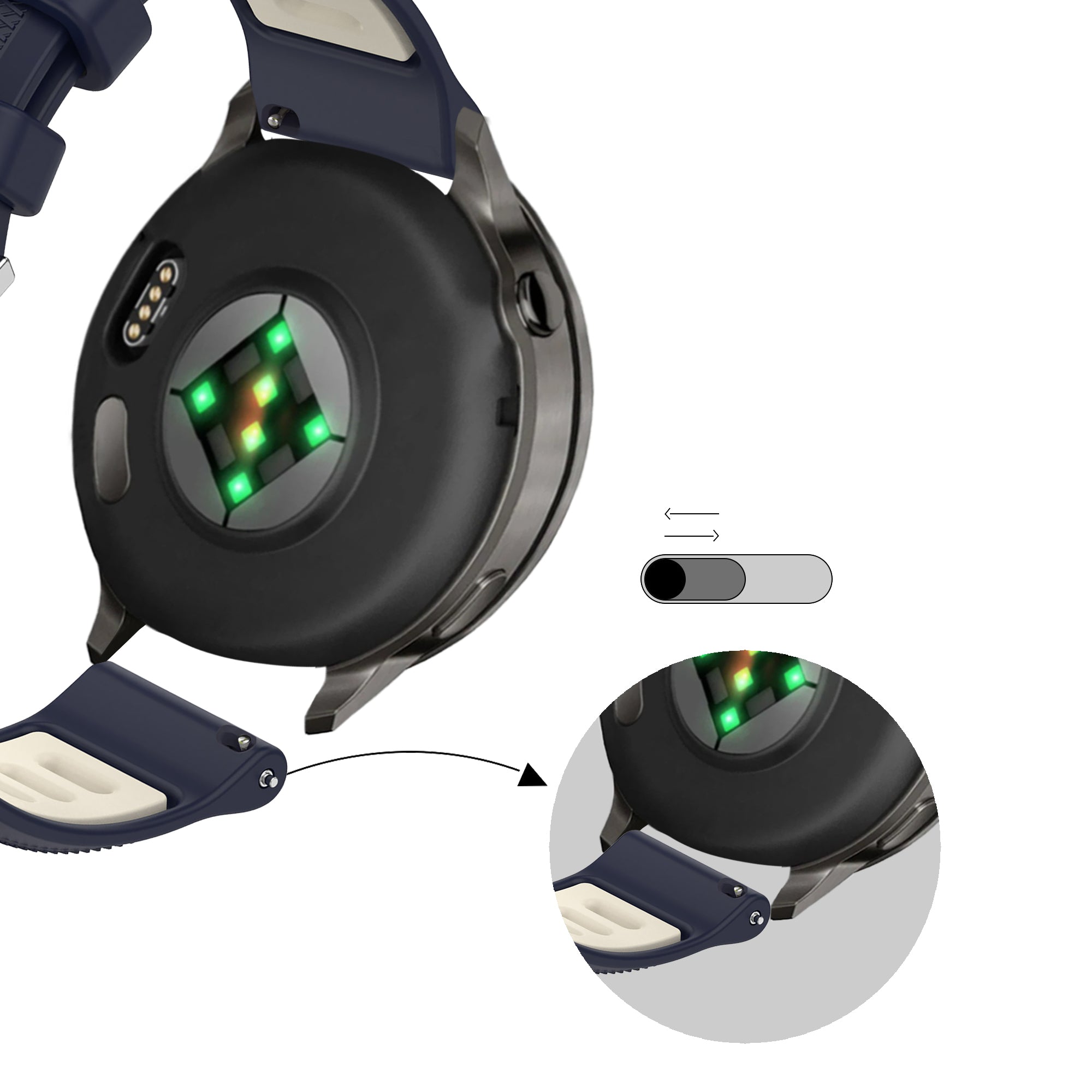 Bandz Garmin Vivomove 3s Sport Strap with Buckle (Dark Blue/Beige)