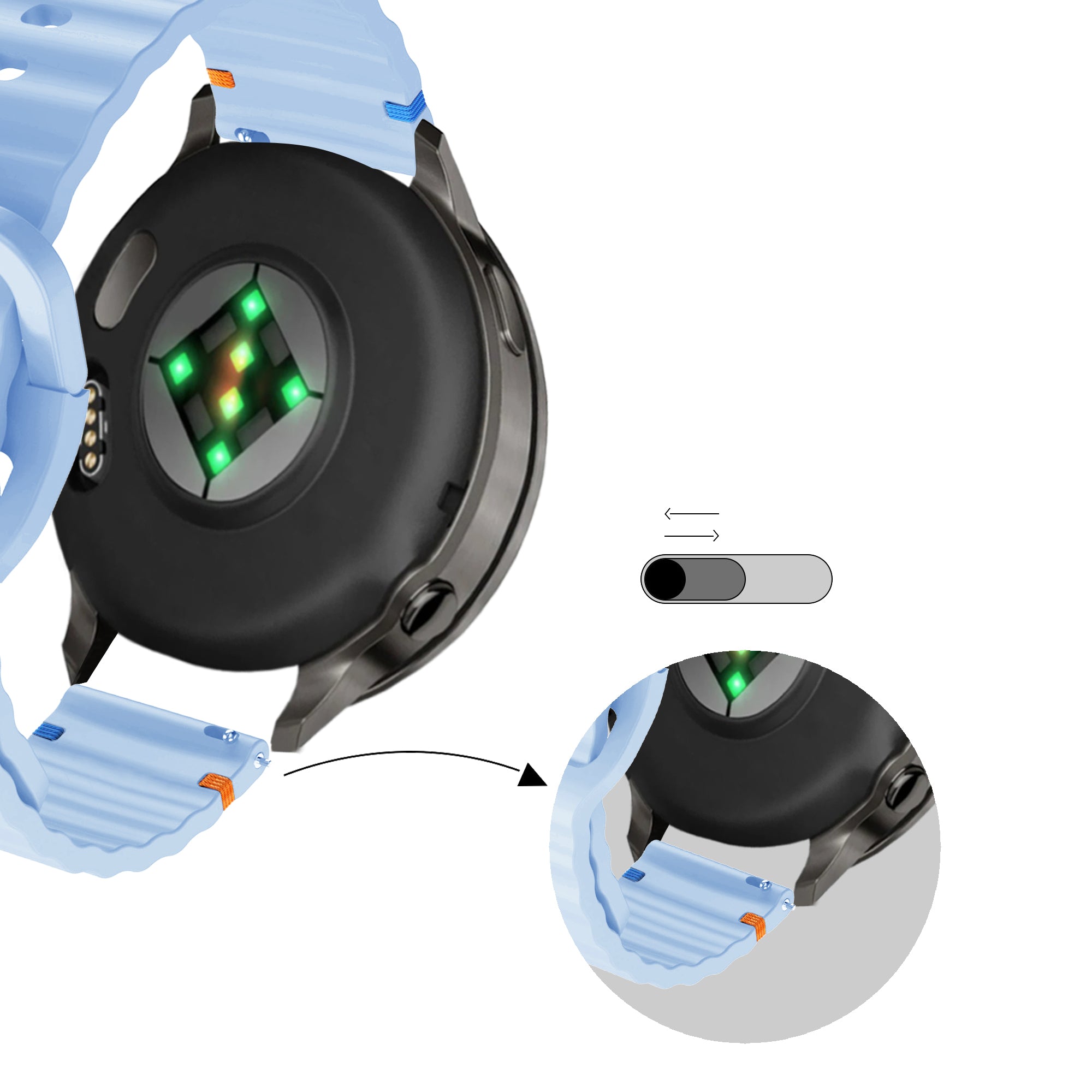 Bandz Garmin Forerunner 570 - 47mm Silicone Strap 'Wave' (Light Blue)