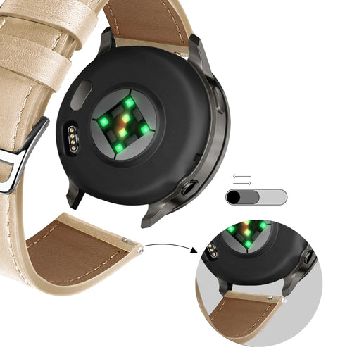Bandz Correa cuero 'Deluxe' Garmin Forerunner 265s (té con leche)