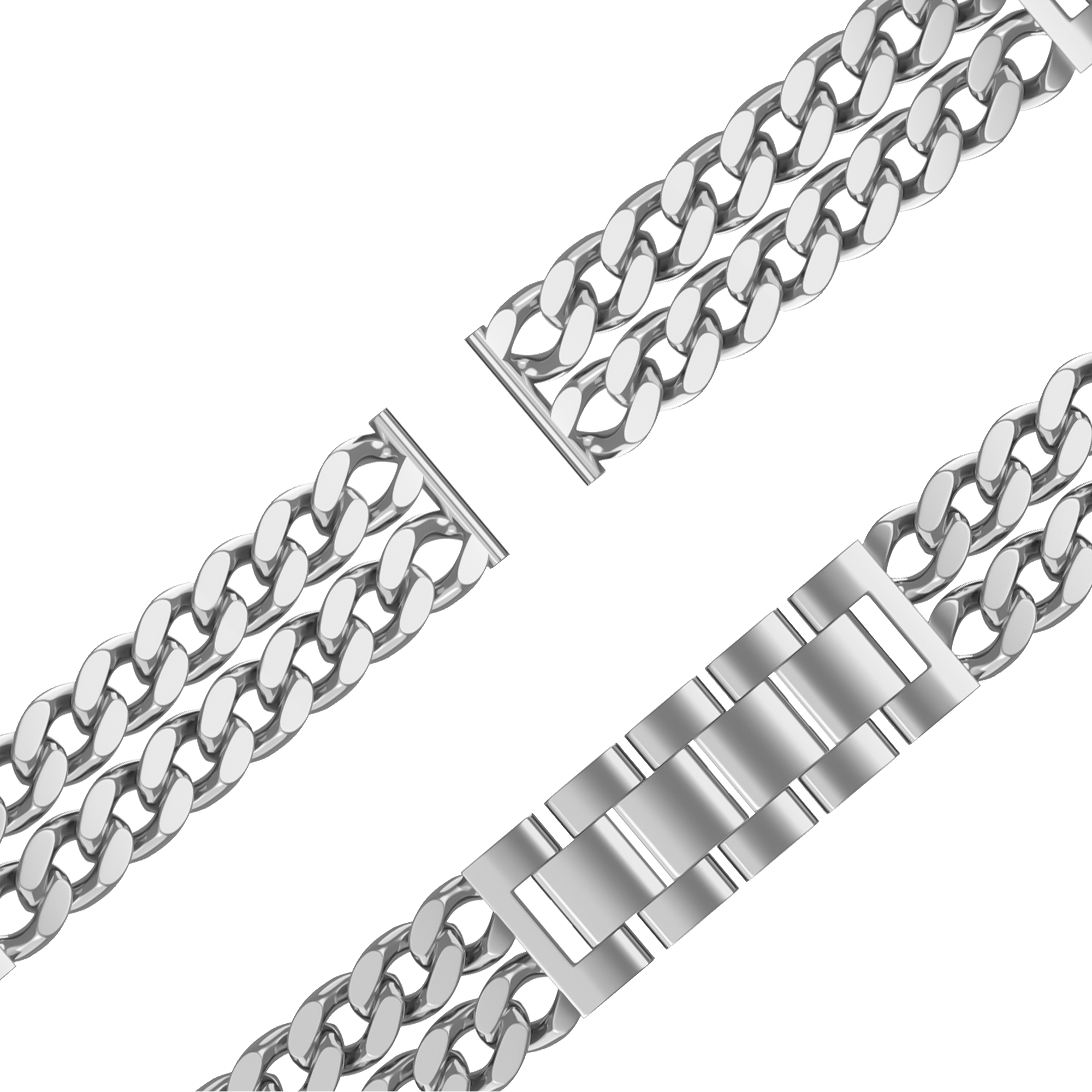 Bandz ICE Fit RT 3.0 - 36mm Metal Strap 'Double Chains' (Silver)