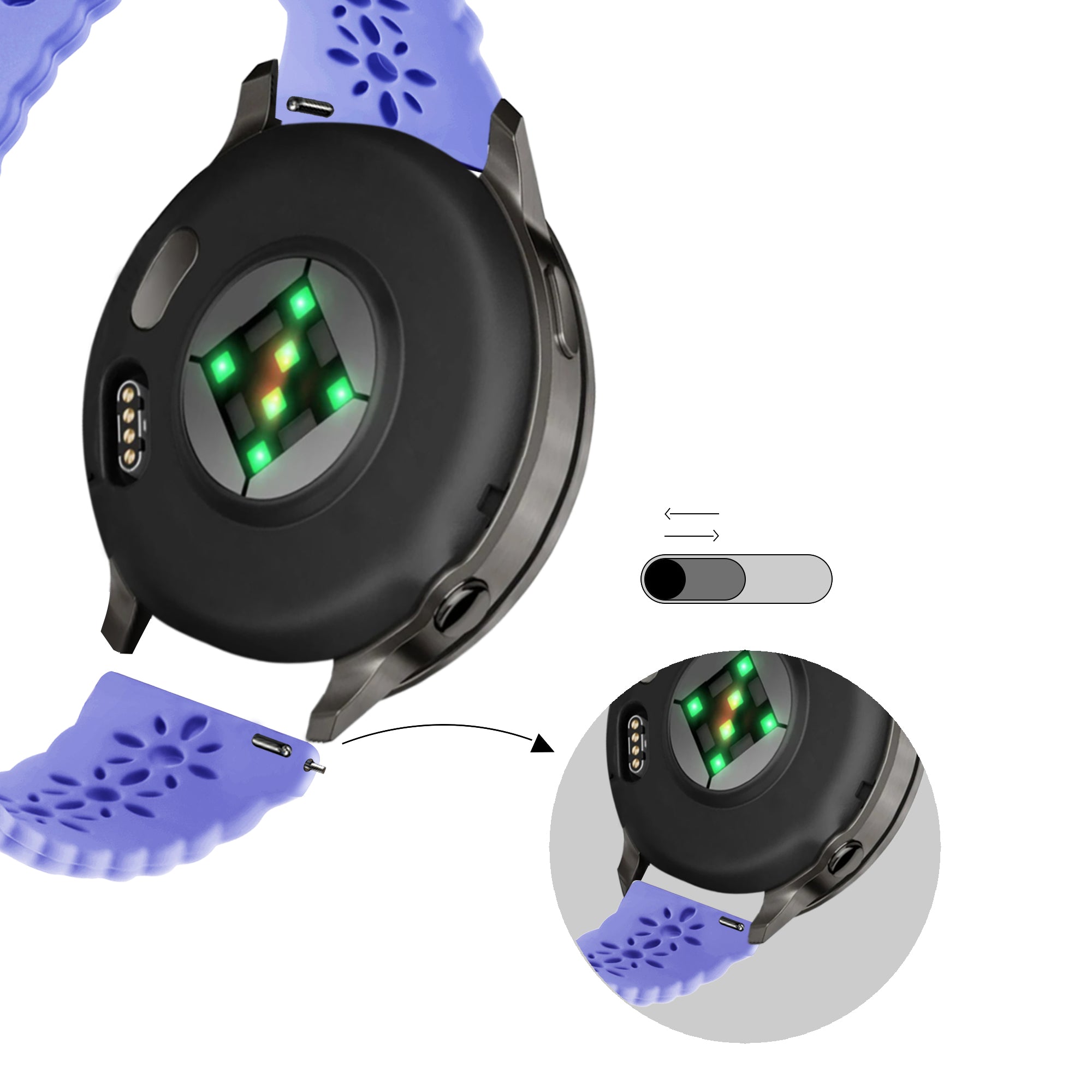 Bandz Garmin Vivoactive 3 Silicone Strap 'Lace' (Light Purple)