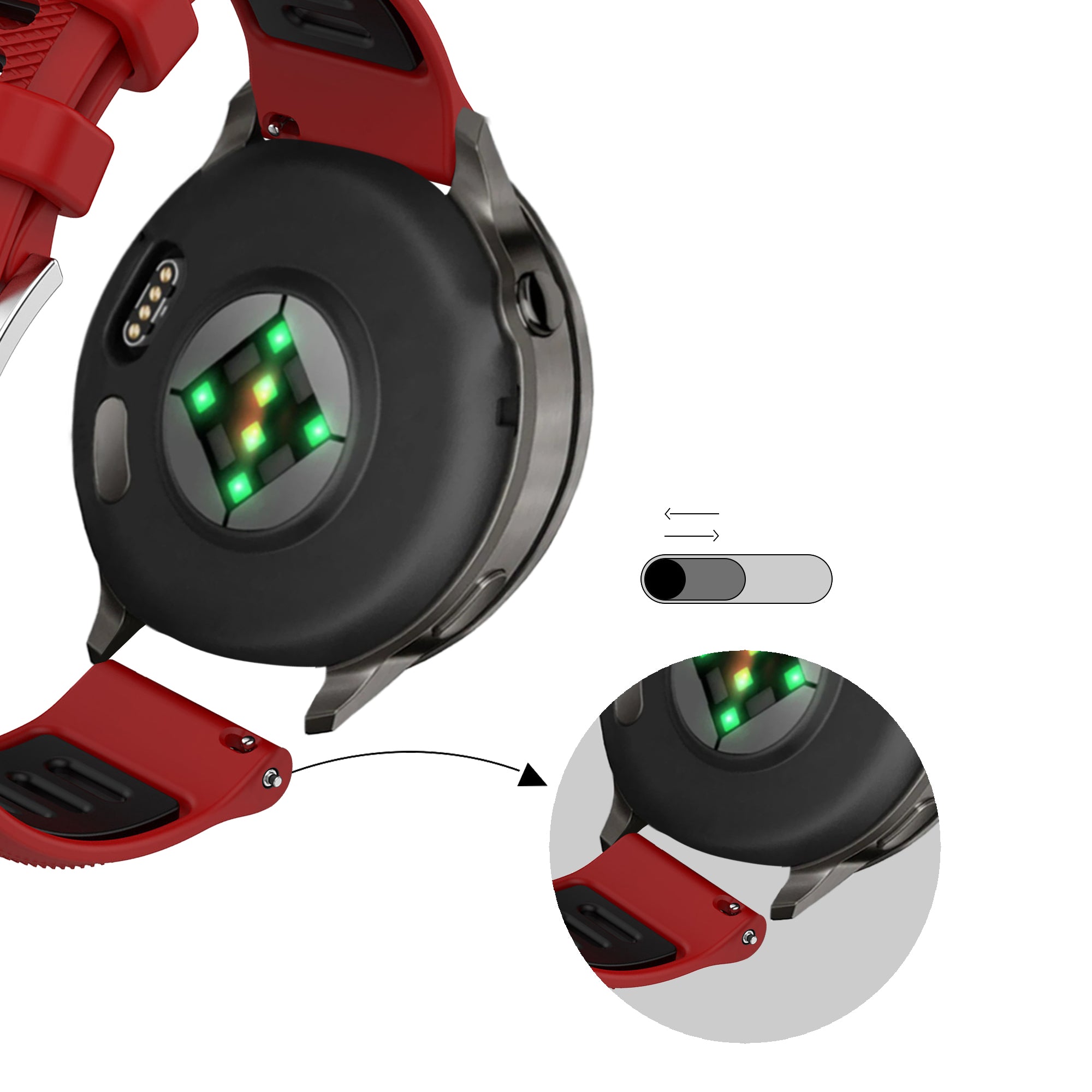 Bandz Correa deportiva con hebilla Garmin Vivomove 3s (rojo/negro)