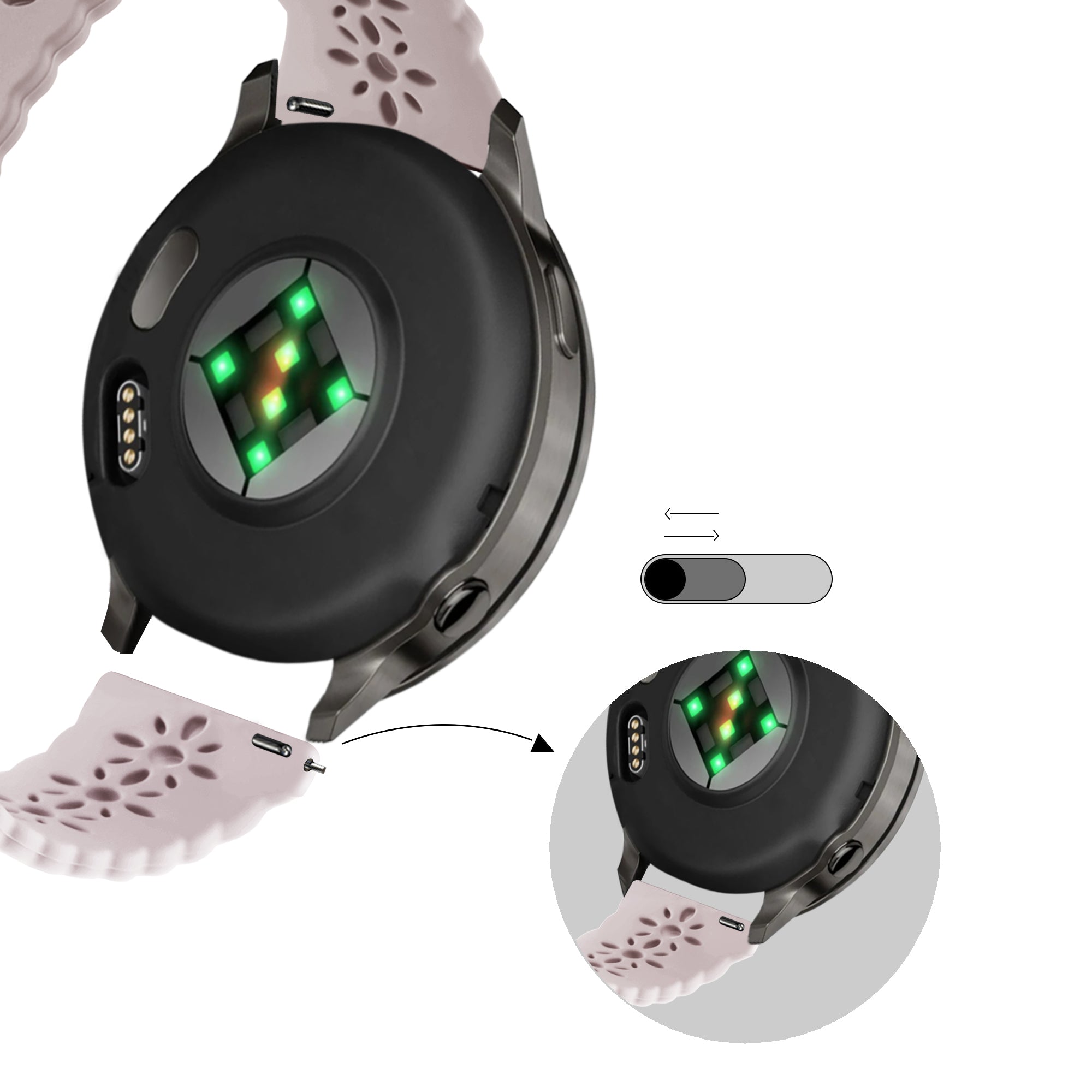 Bandz Garmin Vivoactive 6 Silicone Strap 'Lace' (Pink)