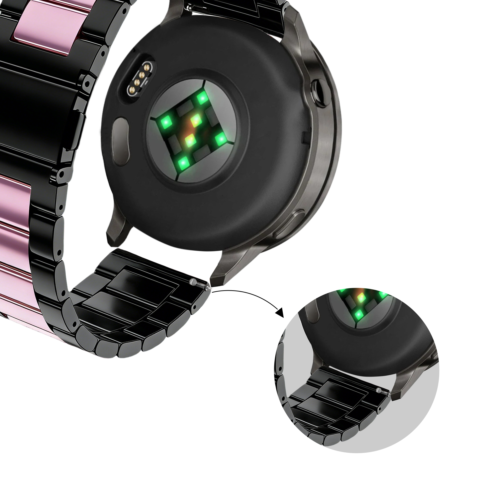 Bandz Correa acero 'Classic' Garmin Venu 3s (negro/rosa)