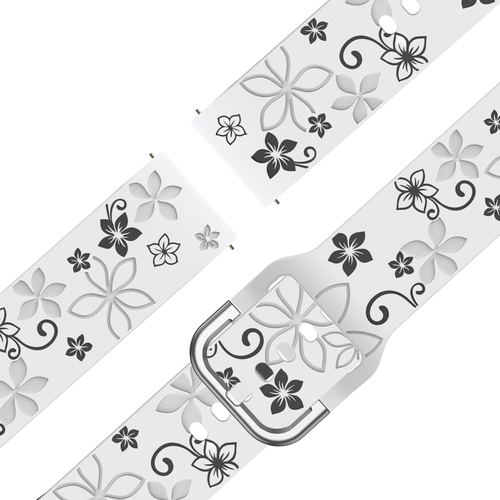 Bandz Correa silicona 'Flores' Garmin Forerunner 255s (blanco/negro)