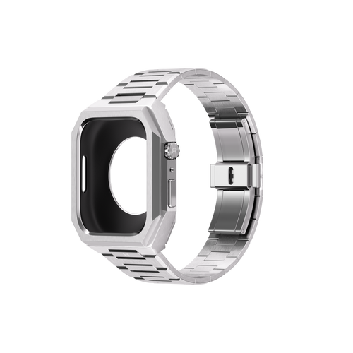 Reqior Funda con correa de acero 'Nautilus' Apple Watch 45mm (plateado)