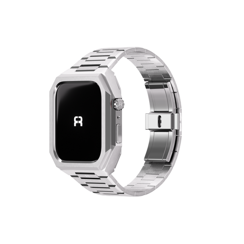 Reqior Funda con correa de acero 'Nautilus' Apple Watch 45mm (plateado)