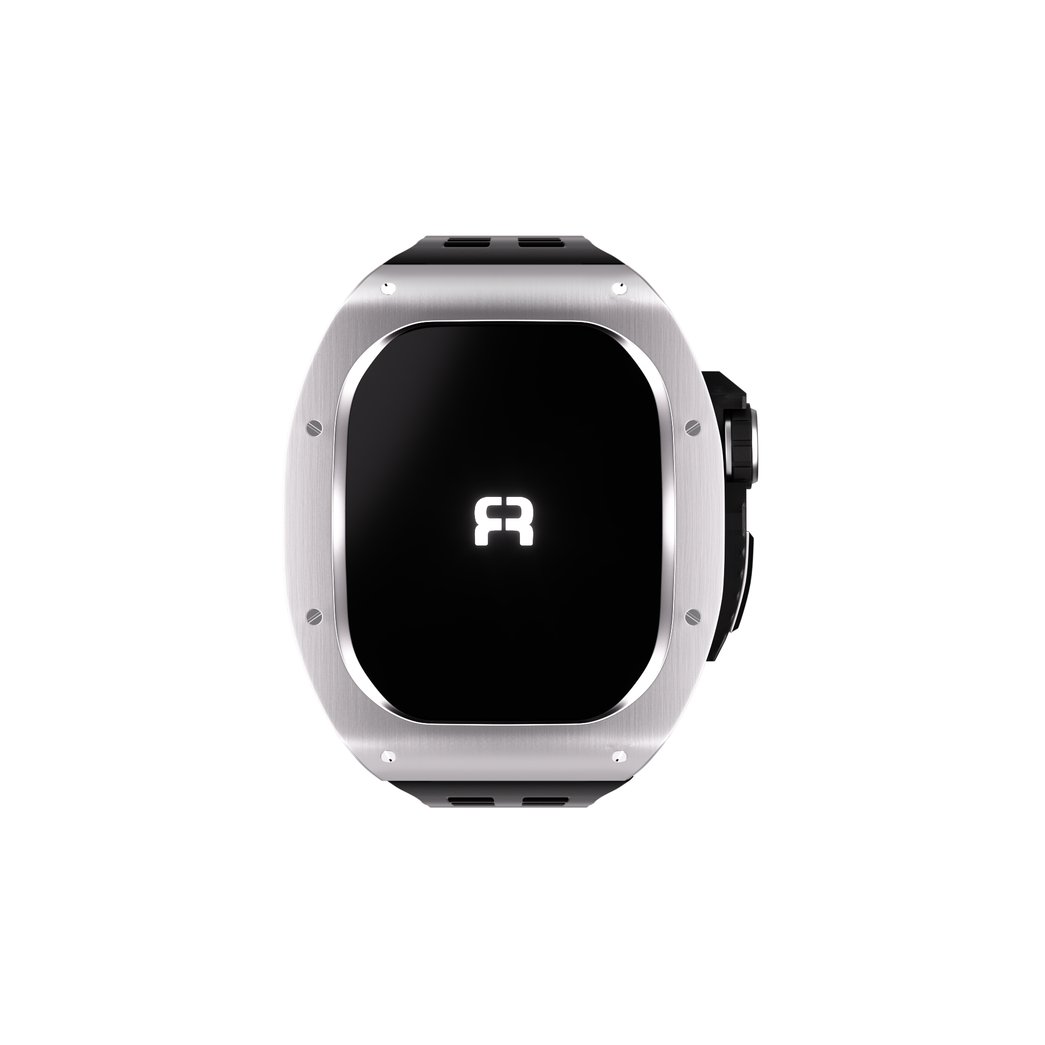 Reqior Funda de polímero y metal con correa de goma Apple Watch 45mm (plateado)