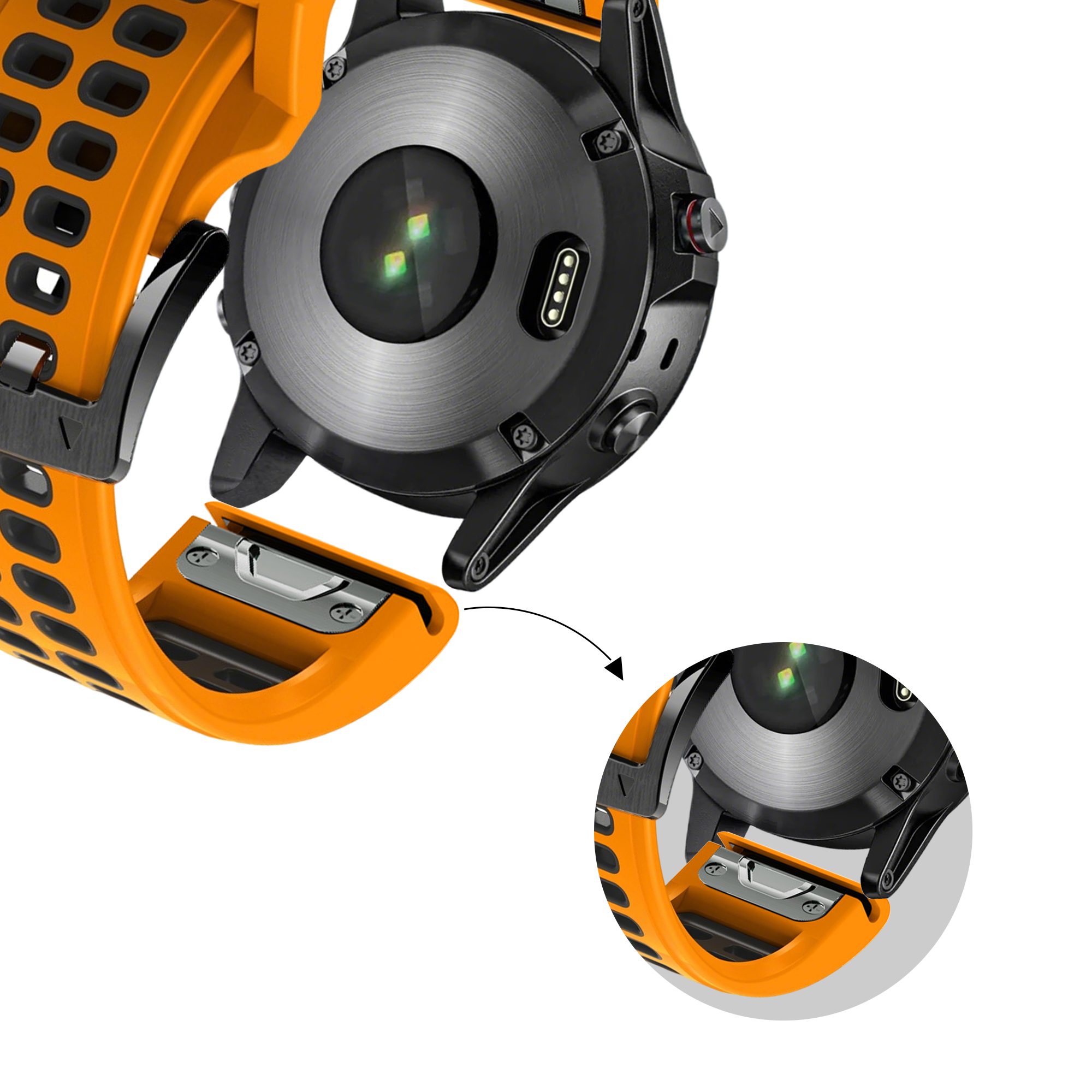 Bandz Correa deportiva con hebilla Garmin Forerunner 935 (naranja/negro)