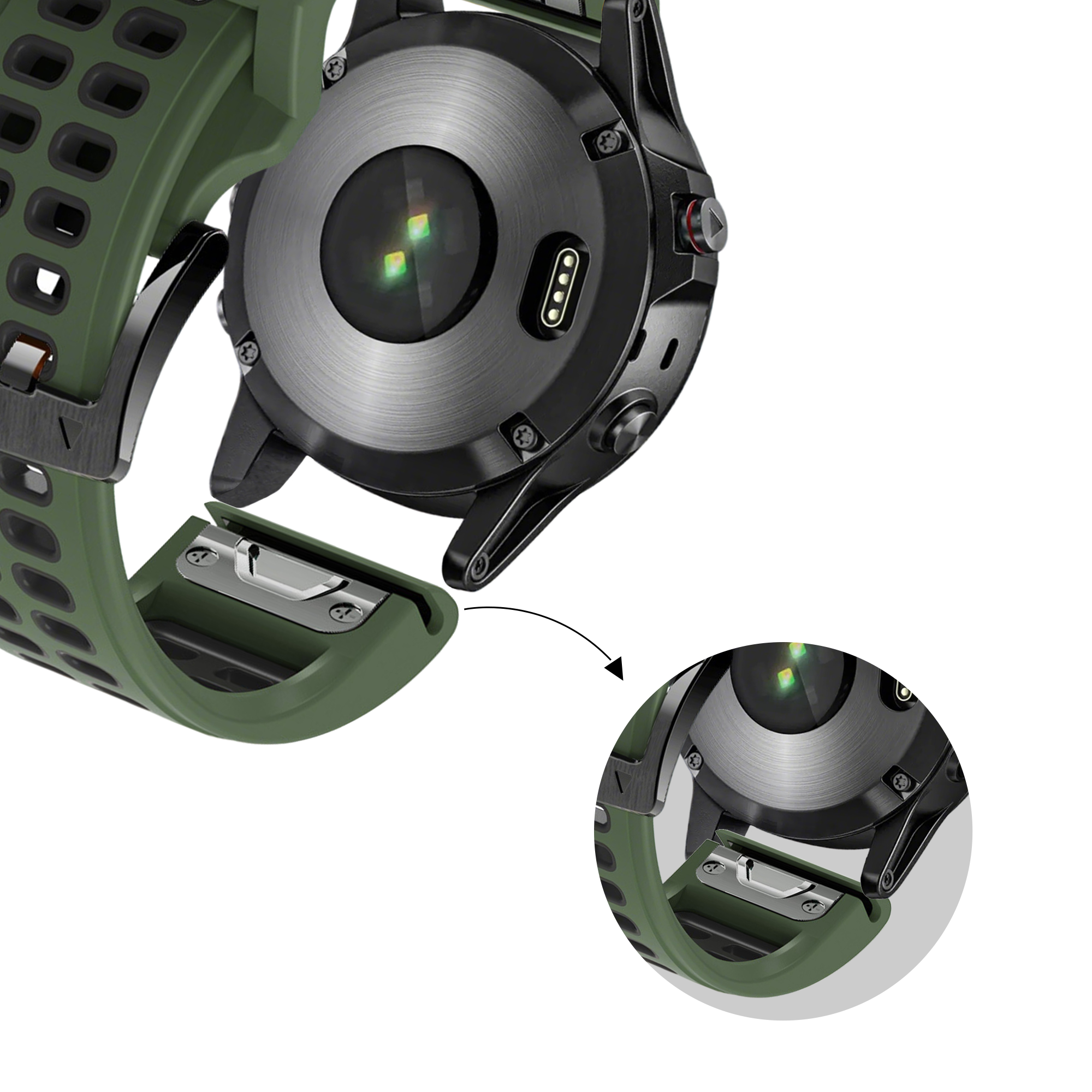 Bandz Correa deportiva con hebilla Garmin D2 Mach 1 (verde/negro)