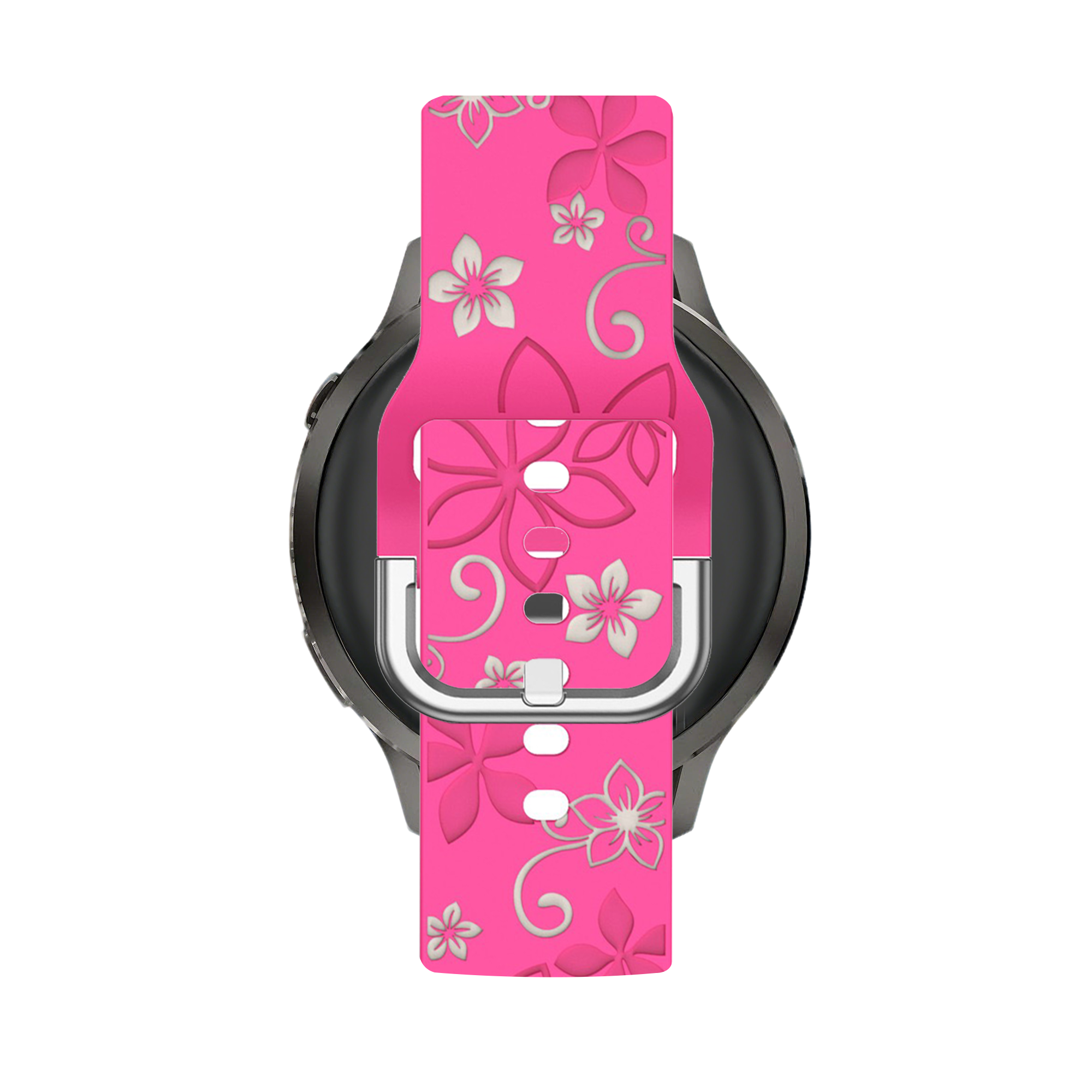 Bandz Garmin Approach S42 Silicone Strap 'Flowers' (Bright Pink/Starlight)