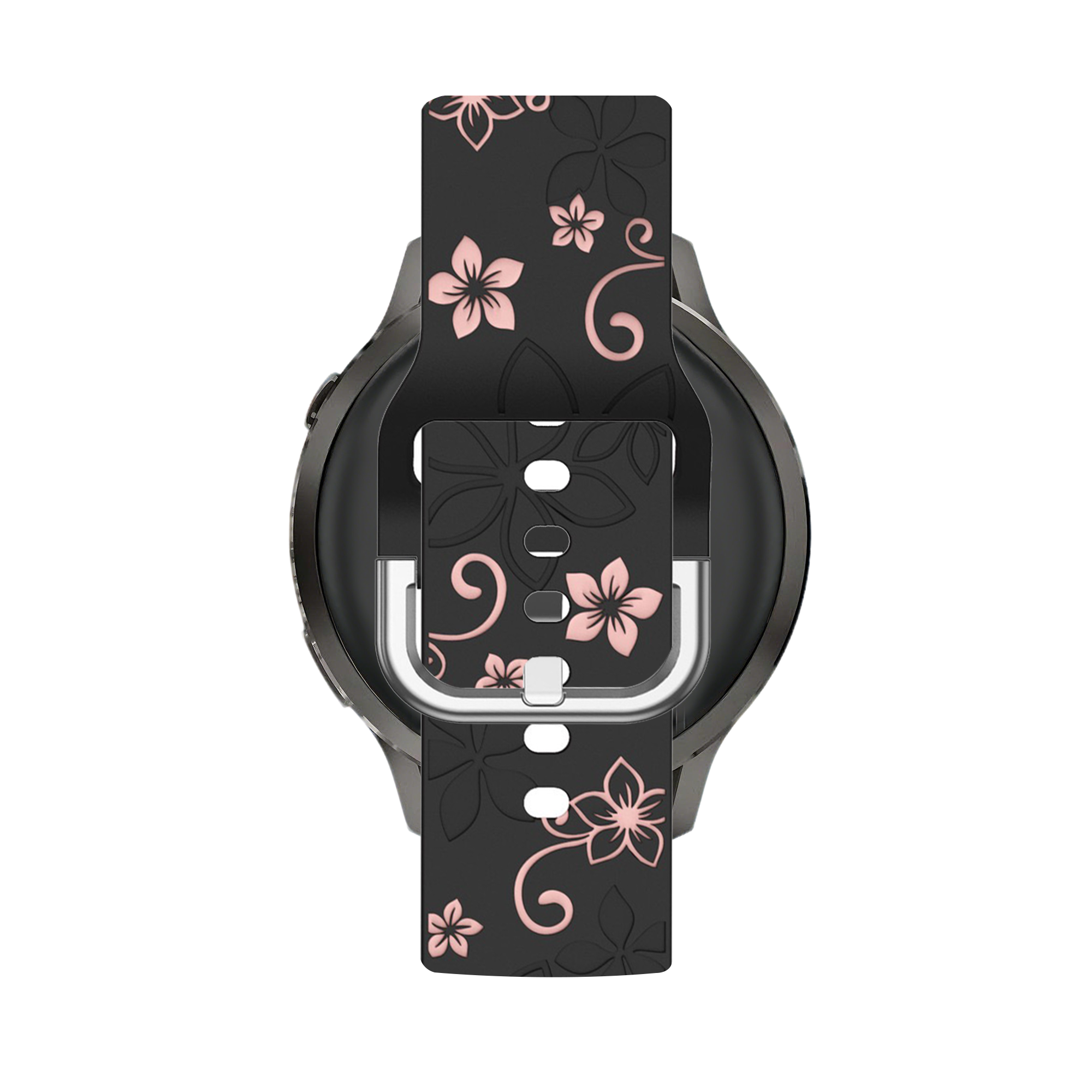 Bandz Garmin Approach S12 Silicone Strap 'Flowers' (Black/Light Pink)