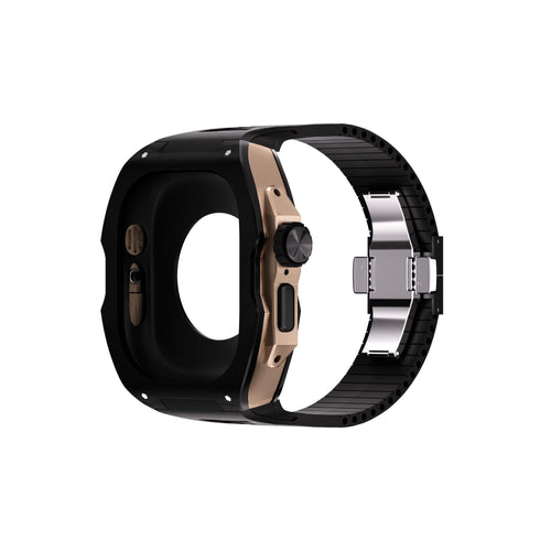 Reqior Funda con correa de goma Apple Watch Ultra (negro/rosa dorado)