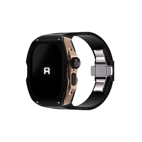 Reqior Funda con correa de goma Apple Watch Ultra (negro/rosa dorado)