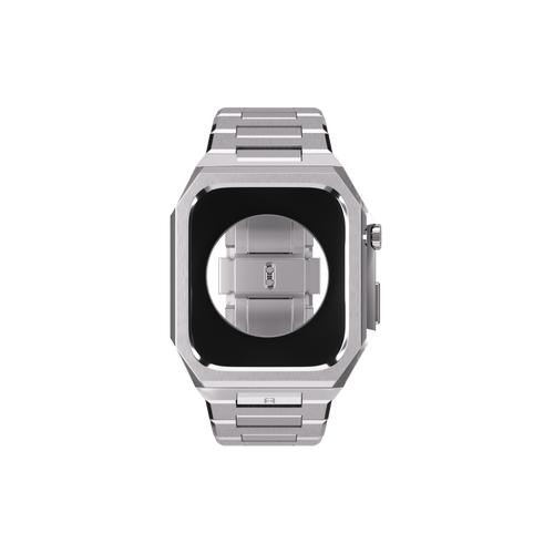 Reqior Funda con correa de acero 'Nautilus' Apple Watch 45mm (plateado)