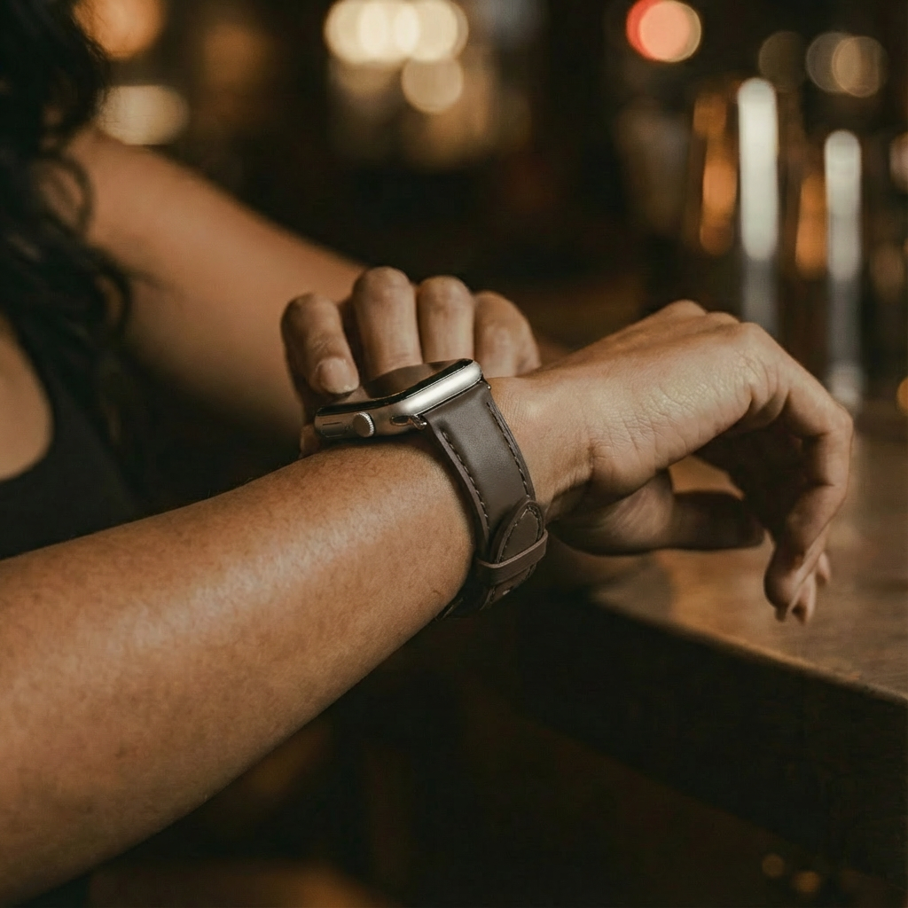 Apple Watch Slimfit Leather Strap (Dark Brrown)