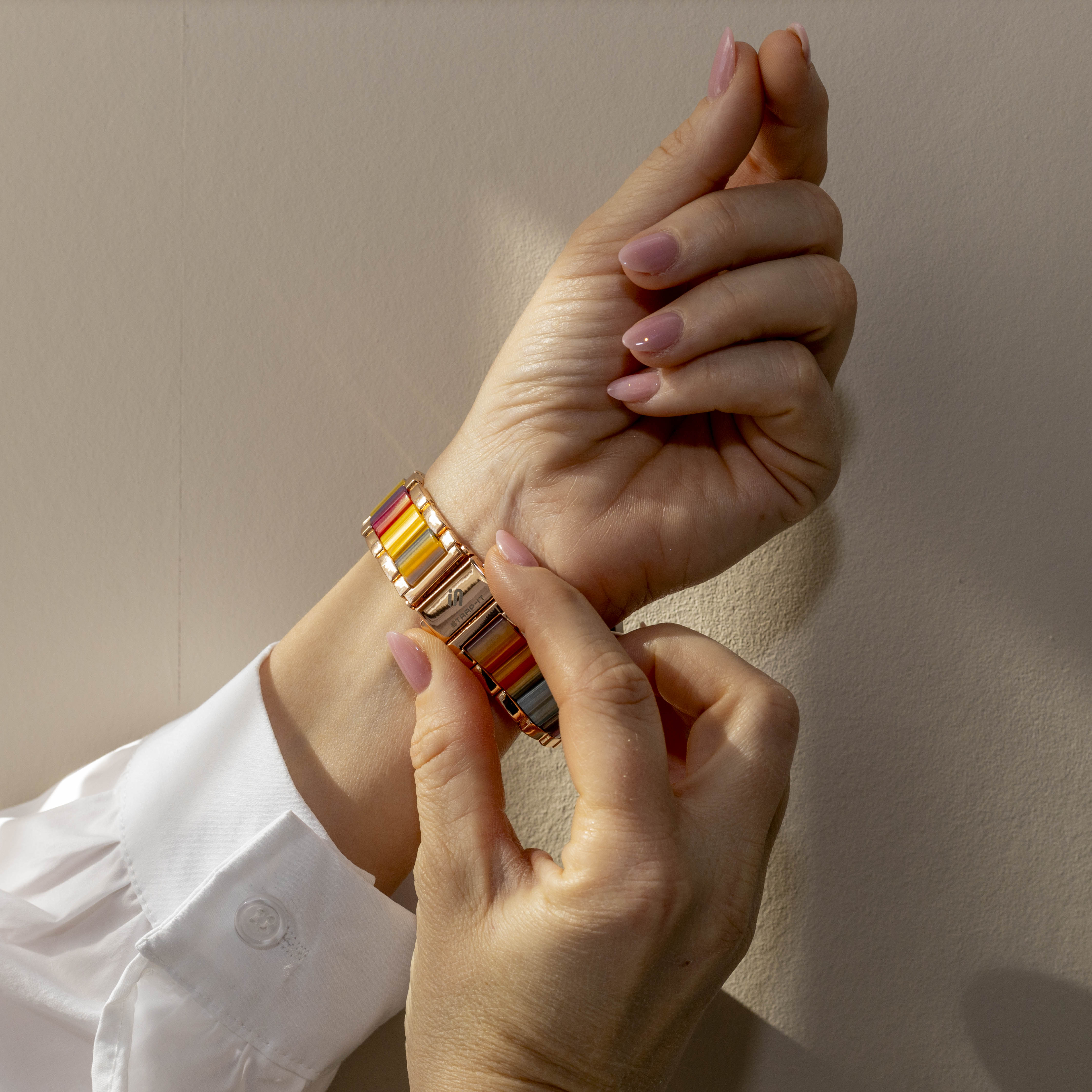 Amazfit GTS 3 Resin Steel Strap (Rose Gold/Multicoloured)