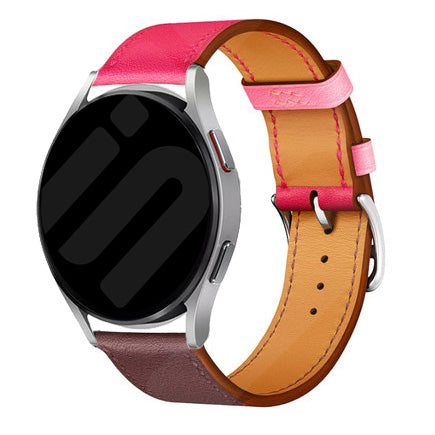 Correa cuero Duo Amazfit Bip 5 (rosa brillante/rojo/marrón)