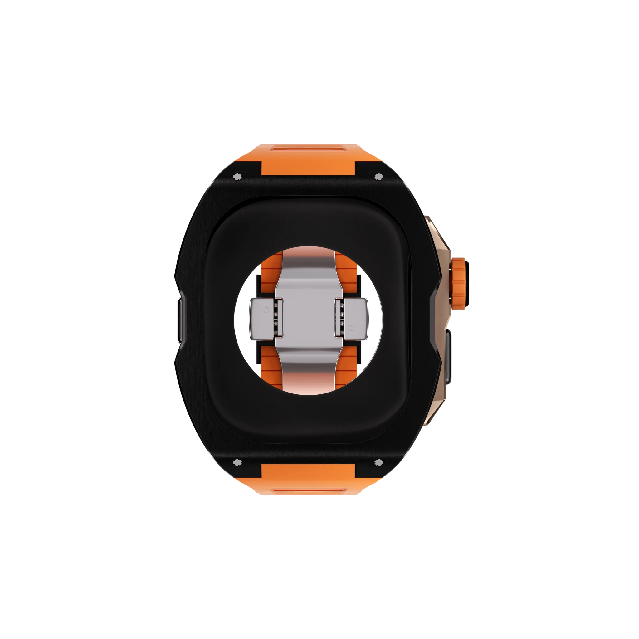 Reqior Apple Watch Ultra Case with Rubber Strap (Black/Orange)