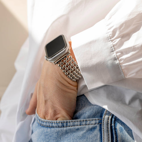 Apple Watch Beaded Steel Strap (Silver)