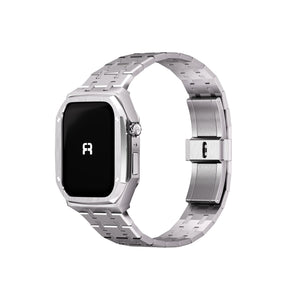 Reqior Funda con correa de acero Apple Watch 45mm (plateado)
