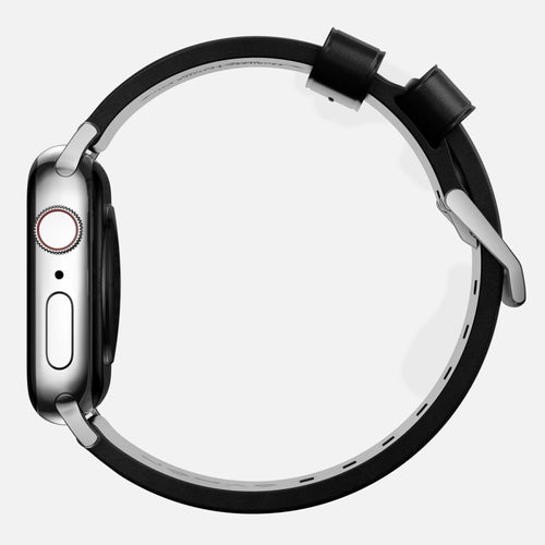 Nomad Correa cuero moderna Apple Watch (negro/plateado)