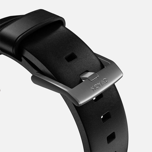 Nomad Correa cuero moderna Apple Watch (negro/plateado)